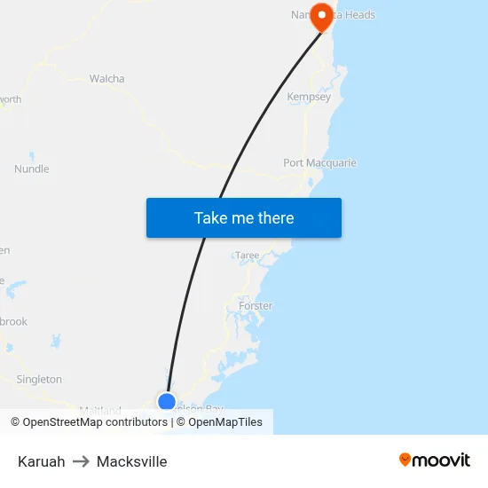 Karuah to Macksville map