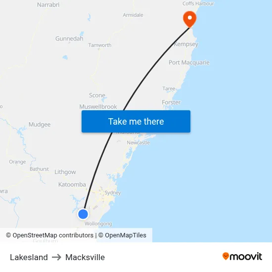 Lakesland to Macksville map