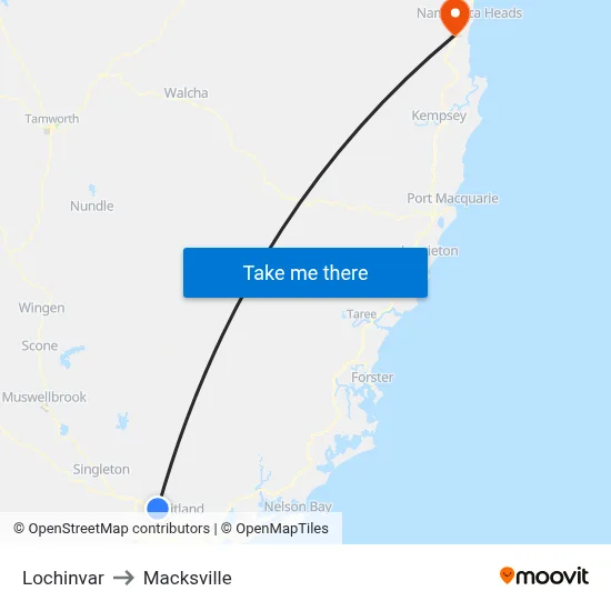 Lochinvar to Macksville map