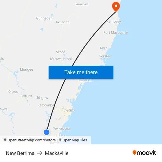 New Berrima to Macksville map