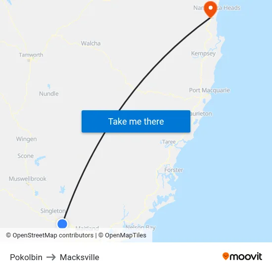 Pokolbin to Macksville map