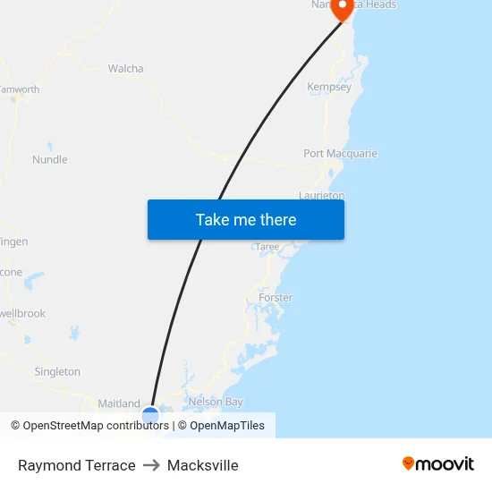 Raymond Terrace to Macksville map