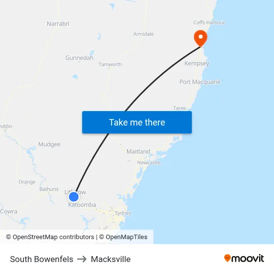 South Bowenfels to Macksville map