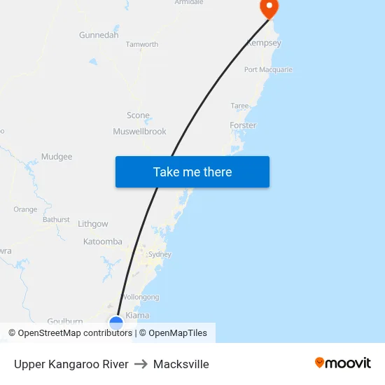 Upper Kangaroo River to Macksville map