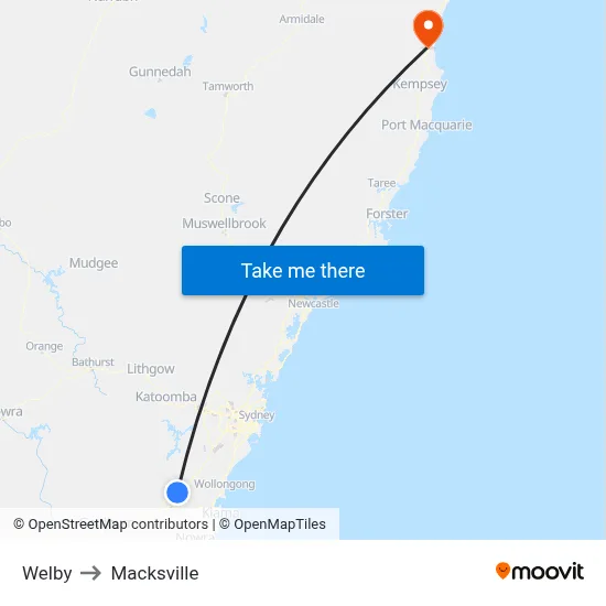 Welby to Macksville map