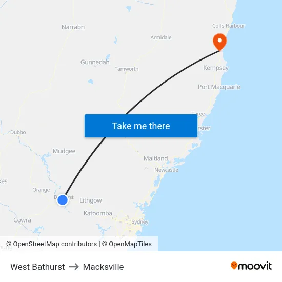 West Bathurst to Macksville map