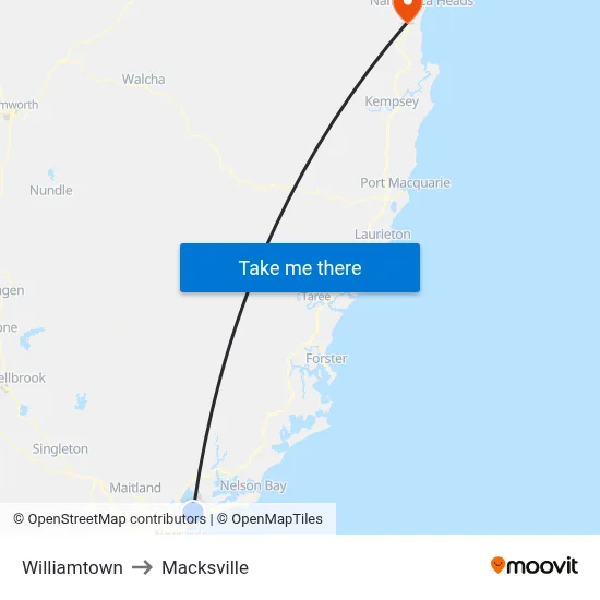 Williamtown to Macksville map