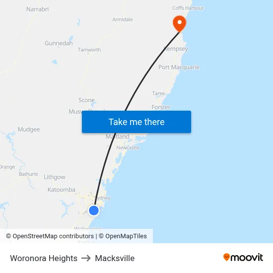 Woronora Heights to Macksville map