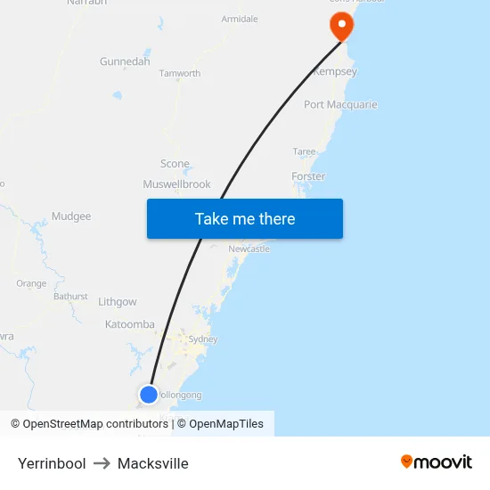 Yerrinbool to Macksville map