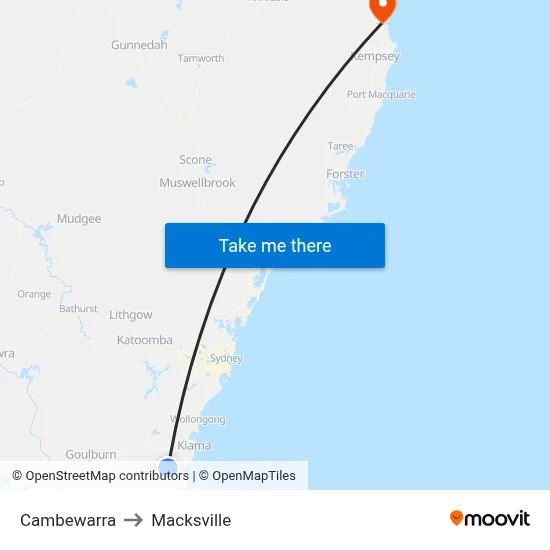 Cambewarra to Macksville map