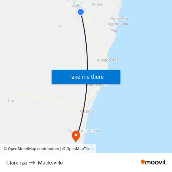 Clarenza to Macksville map