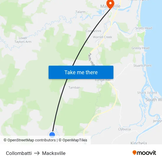 Collombatti to Macksville map