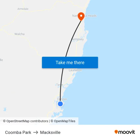 Coomba Park to Macksville map