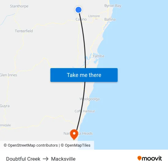 Doubtful Creek to Macksville map