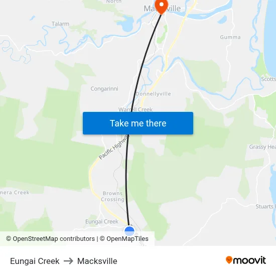 Eungai Creek to Macksville map