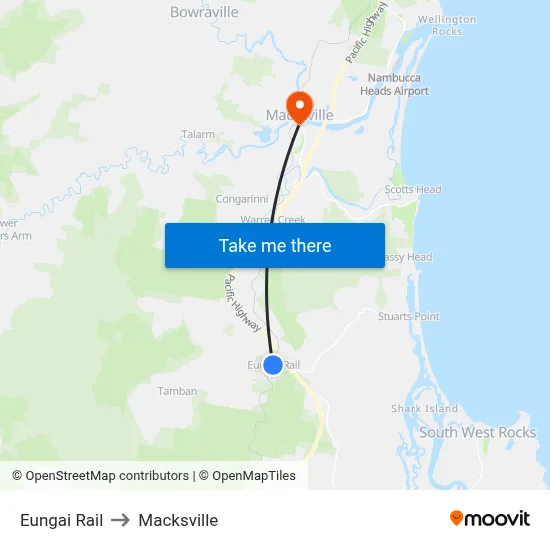 Eungai Rail to Macksville map