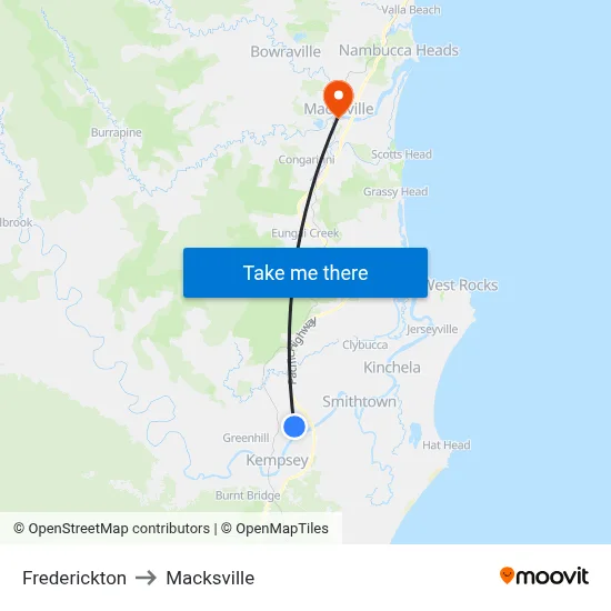 Frederickton to Macksville map
