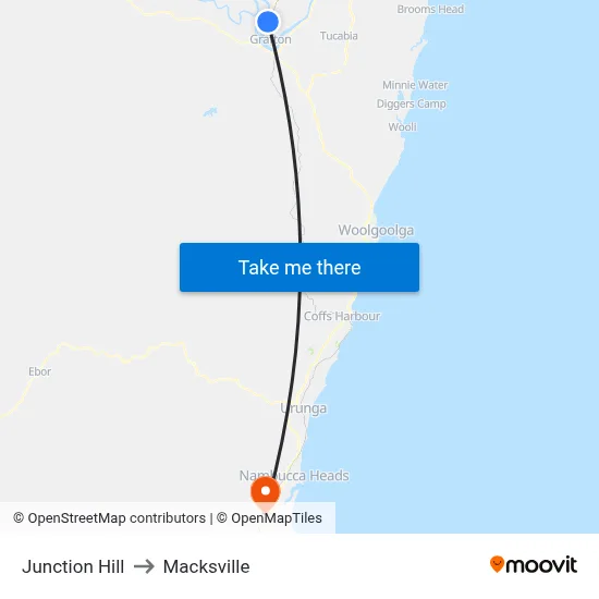 Junction Hill to Macksville map