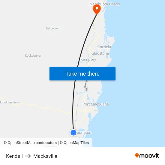 Kendall to Macksville map