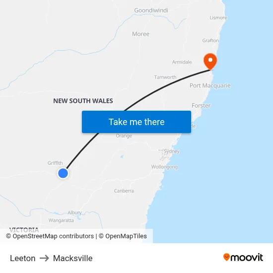 Leeton to Macksville map
