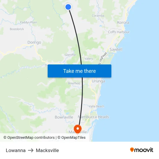 Lowanna to Macksville map