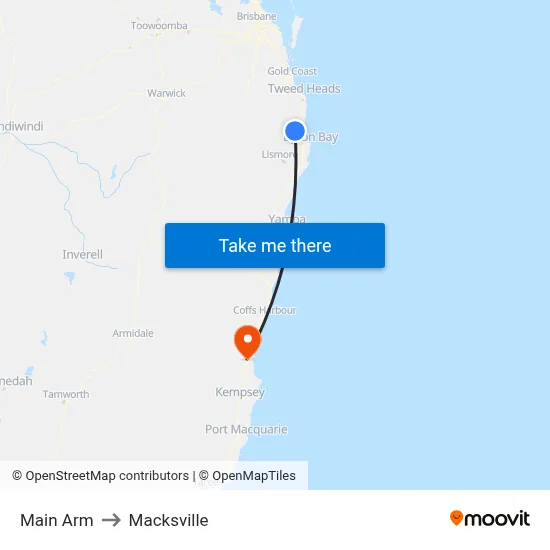 Main Arm to Macksville map