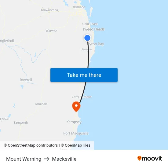 Mount Warning to Macksville map