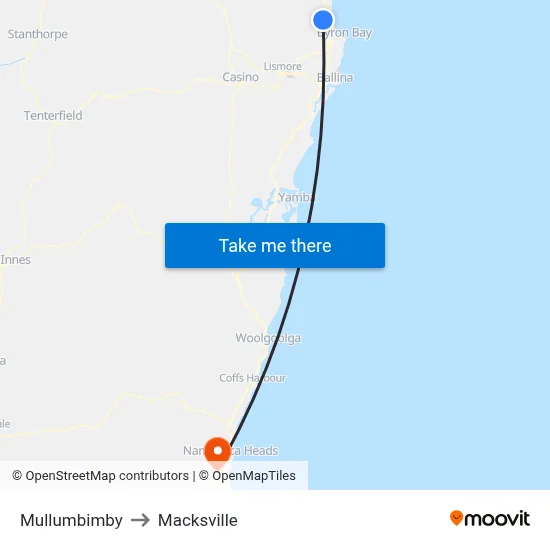 Mullumbimby to Macksville map