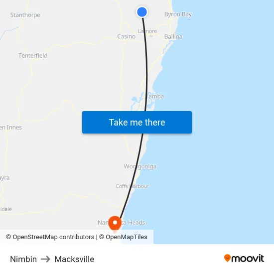 Nimbin to Macksville map
