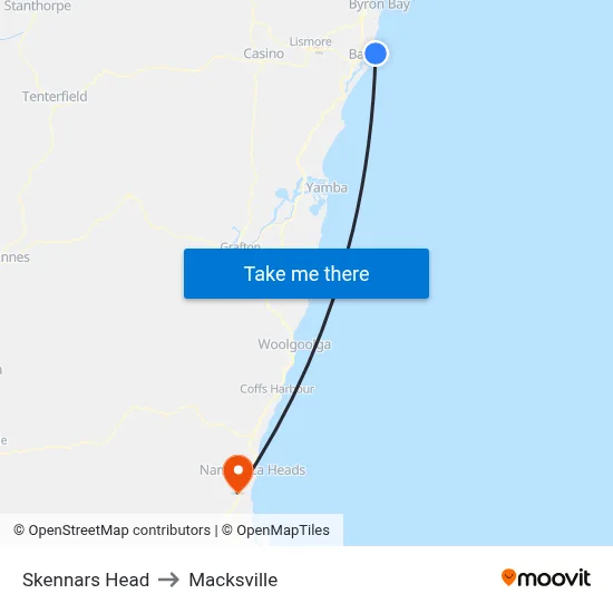 Skennars Head to Macksville map