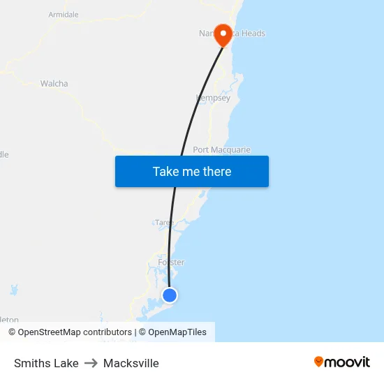 Smiths Lake to Macksville map