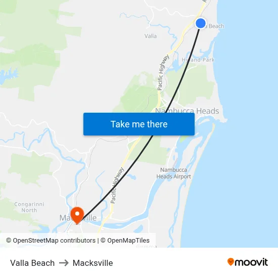 Valla Beach to Macksville map