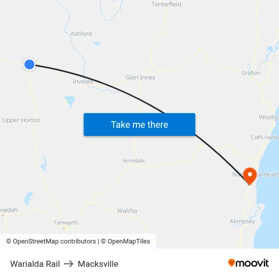 Warialda Rail to Macksville map
