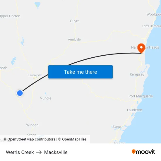 Werris Creek to Macksville map