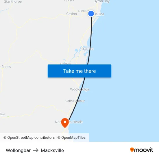 Wollongbar to Macksville map