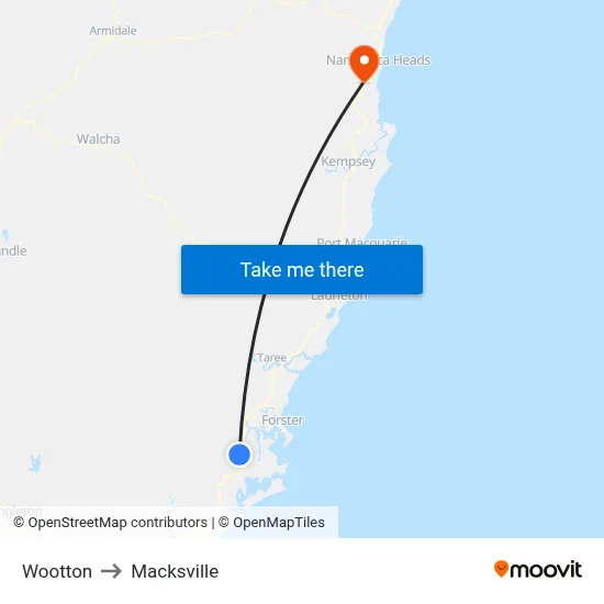 Wootton to Macksville map
