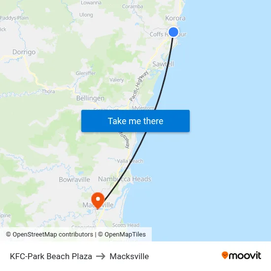 KFC-Park Beach Plaza to Macksville map