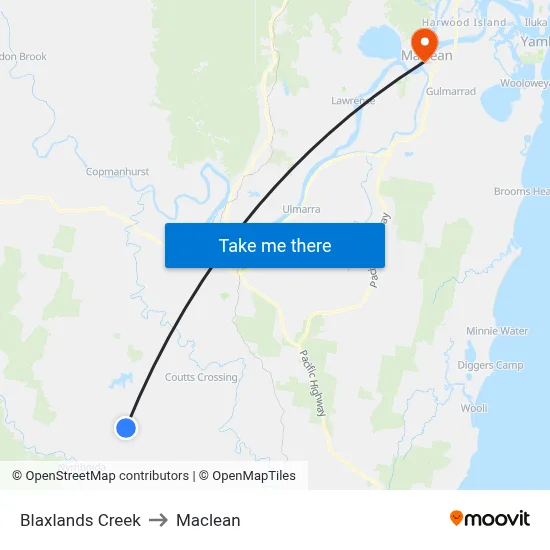 Blaxlands Creek to Maclean map