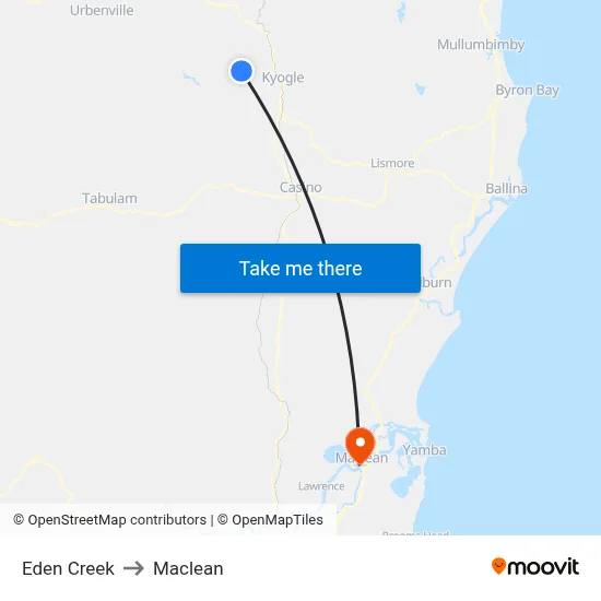Eden Creek to Maclean map