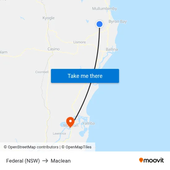 Federal (NSW) to Maclean map
