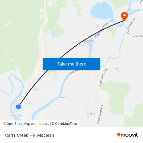 Carrs Creek to Maclean map
