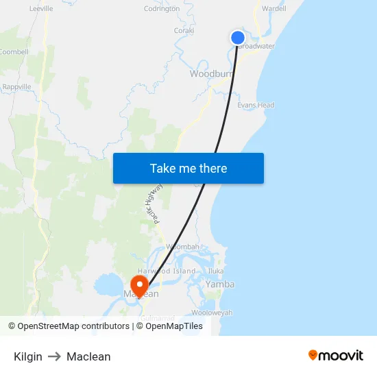 Kilgin to Maclean map