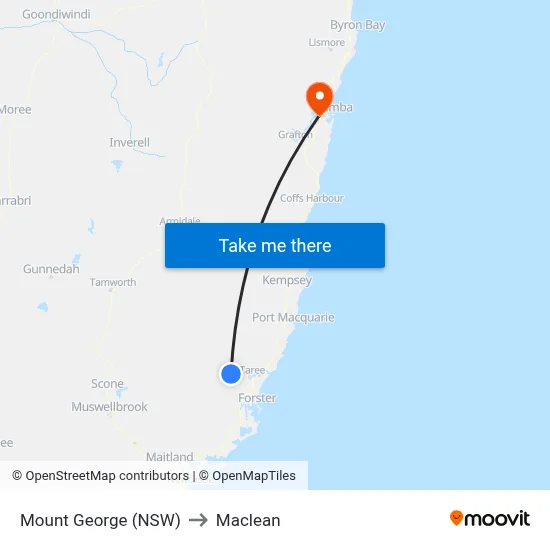 Mount George (NSW) to Maclean map