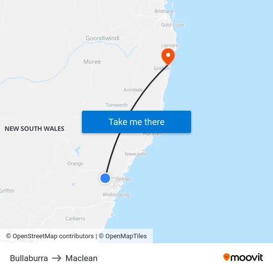 Bullaburra to Maclean map