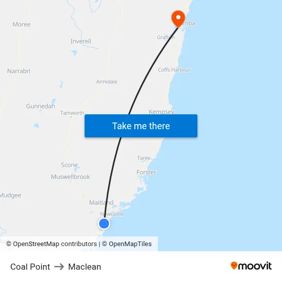 Coal Point to Maclean map
