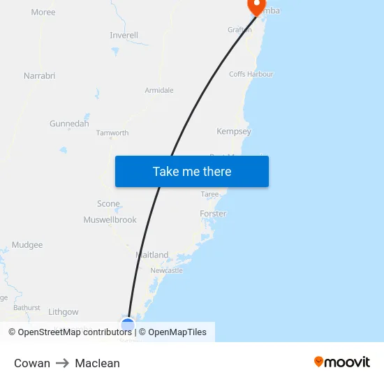 Cowan to Maclean map