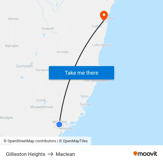 Gillieston Heights to Maclean map