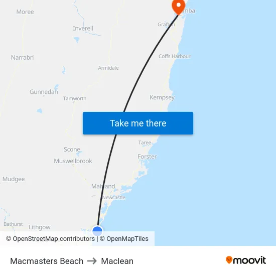 Macmasters Beach to Maclean map