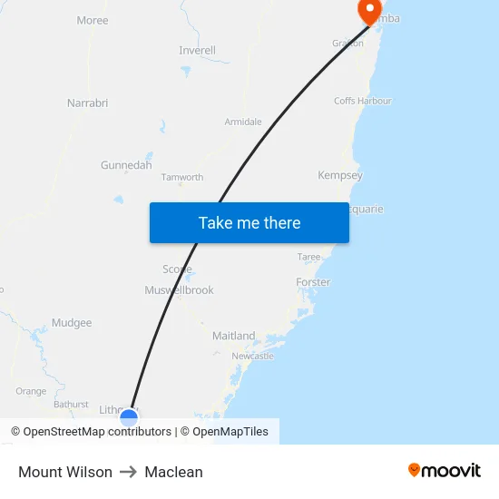 Mount Wilson to Maclean map
