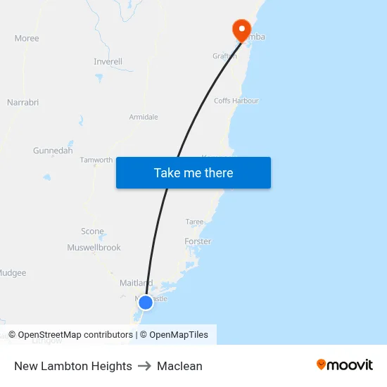 New Lambton Heights to Maclean map